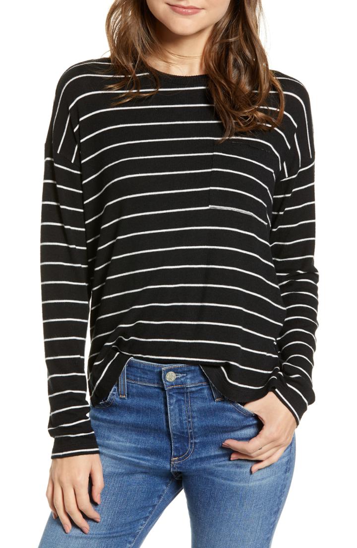 Women's Rails Ezra Stripe Pocket Tee - Black