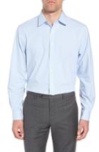 Men's Nordstrom Men's Shop Tech-smart Traditional Fit Stripe Stretch Dress Shirt 32/33 - Blue