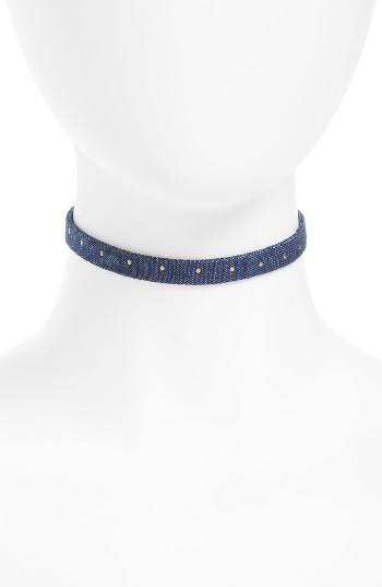 Women's Canvas Jewelry Dot Denim Choker