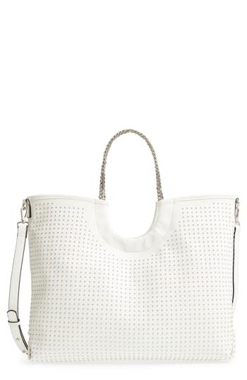 Steve Madden Pin Stud Faux Leather Tote - White