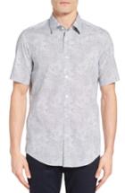 Men's Boss Luka Regular Fit Print Short Sleeve Sport Shirt, Size - White