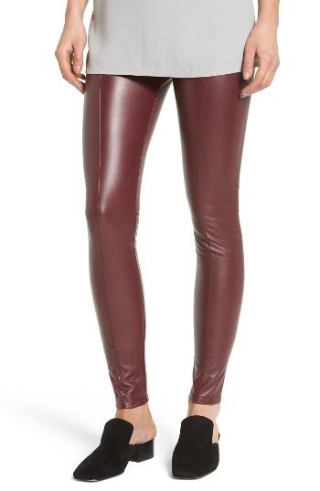 Women's Lysse High Waist Faux Leather Leggings - Burgundy