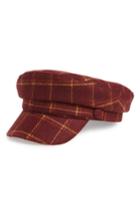 Women's Treasure & Bond Menswear Plaid Baker Boy Hat - Burgundy