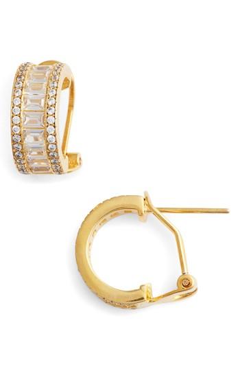 Women's Nina Small Baguette Pave Hoop Earrings