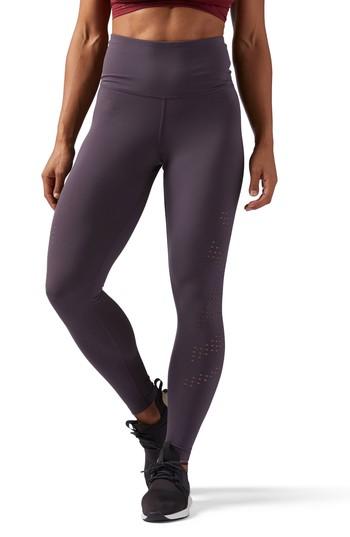 Women's Reebok Perforated High Waist Leggings - Purple