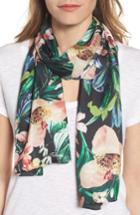 Women's Echo Tropic Floral Silk Scarf, Size - Black