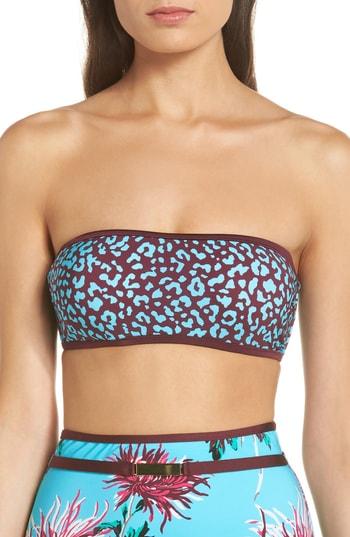 Women's Diane Von Furstenberg Print Bandeau Bikini Top, Size - Burgundy