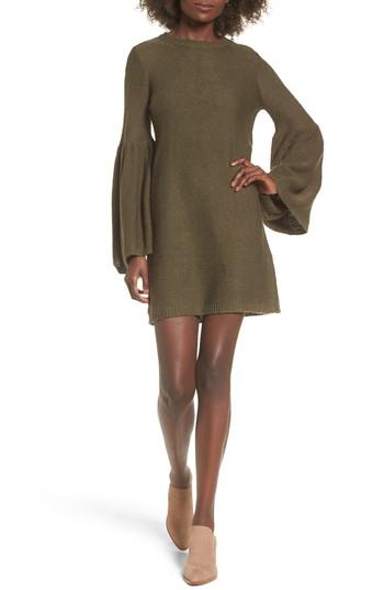 Women's Cotton Emporium Bell Sleeve Sweater Dress - Green