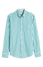 Men's J.crew Slim Fit Stretch Secret Wash Stripe Sport Shirt - Blue