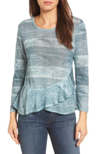 Women's Lucky Brand Printed Ruffle Top - Blue