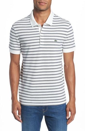 Men's Lacoste Stripe Polo (l) - Beige