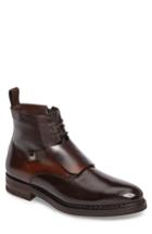Men's Santoni Hayden Plain Toe Boot With Genuine Shearling Lining .5 D - Brown