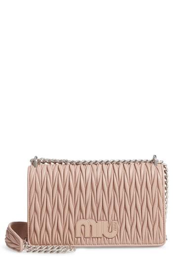 Miu Miu Matelasse Flap Shoulder/crossbody Bag - Beige