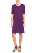 Women's Eileen Fisher Crewneck Merino Jersey Sweater Dress - Purple