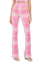 Women's Topshop Bright Check High Waist Flare Leg Trousers Us (fits Like 0) - Pink