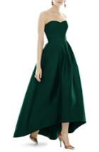 Women's Alfred Sung Strapless High/low Sateen Twill Gown - Green