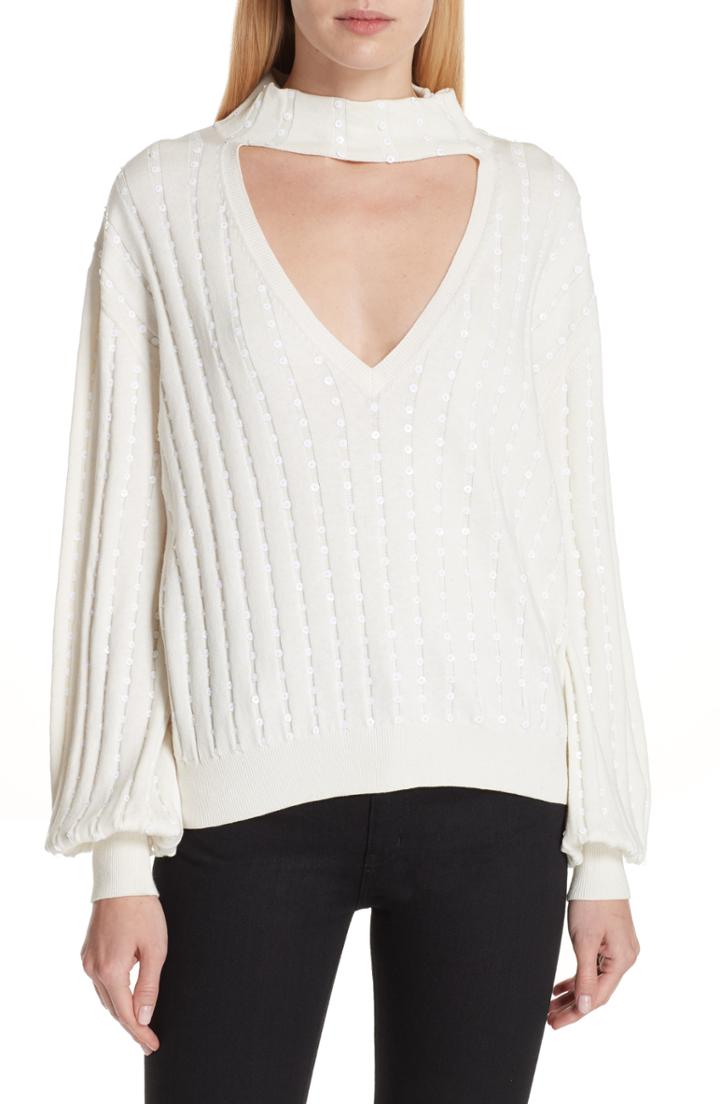 Women's Caroline Constas Sequin Cutout Sweater - Ivory