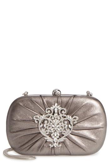 Badgley Mischka Diva Metallic Leather Clutch - Metallic
