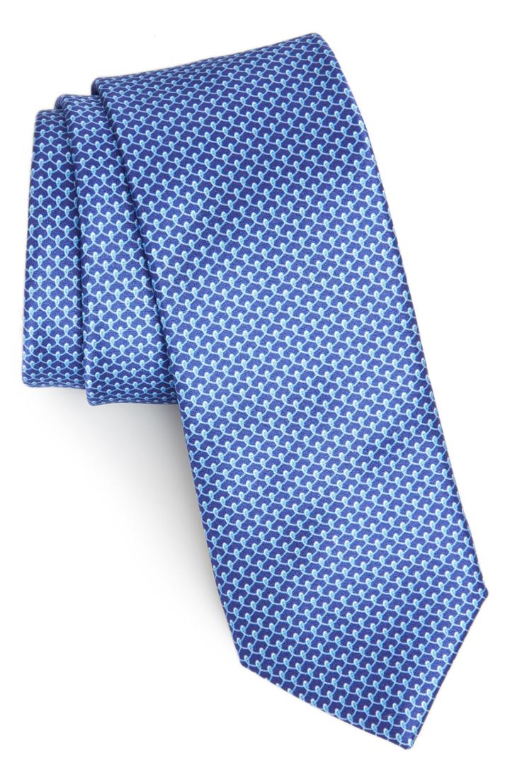 Men's Nordstrom Men's Shop Lucent Geometric Silk Tie, Size - Blue