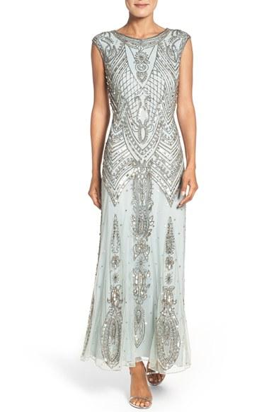 Women's Pisarro Nights Embellished Mesh Drop Waist Dress - Blue