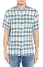 Men's Tommy Bahama La Grande Gingham Linen Sport Shirt, Size - Blue