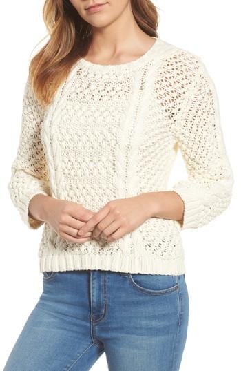 Women's Velvet By Graham & Spencer Popcorn Cable Sweater - Ivory