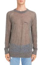 Men's Givenchy Technical Linen Blend Crewneck Sweater - Grey