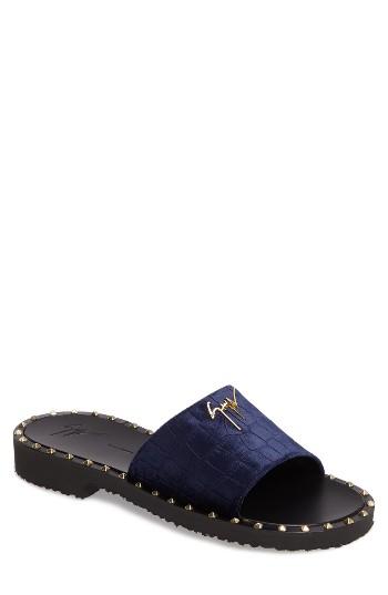 Men's Giuseppe Zanotti Studded Slide Sandal Eu - Blue
