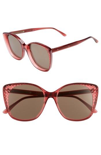 Women's Bottega Veneta 54mm Sunglasses - Burgundy