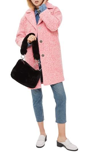 Women's Topshop Fluoro Boucle Cocoon Coat Us (fits Like 0) - Pink