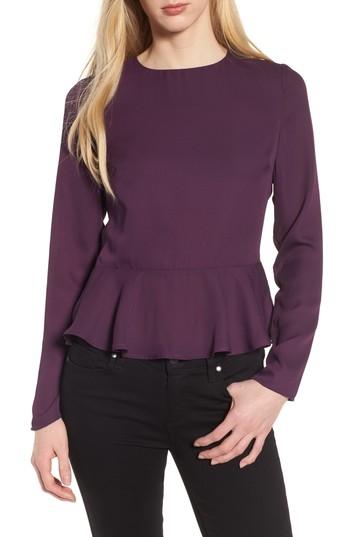 Women's Line & Dot Peplum Top - Purple