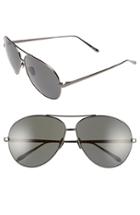 Women's Linda Farrow 64mm Aviator Sunglasses - Nickel/ Grey