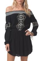 Women's Rip Curl Serena Embroidered Off The Shoulder Dress - Black