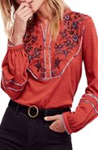 Women's Free People Sundance Kid Western Henley, Size - Red