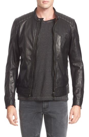 Men's Belstaff V Racer Leather Jacket Eu - Black