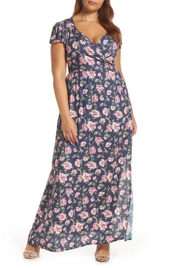 Women's Row A Floral Maxi Dress, Size - Blue