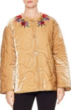 Women's Sandro Reva Quilted Velvet Jacket - Beige