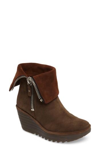 Women's Fly London 'yex' Platform Wedge Bootie -8.5us / 39eu - Brown