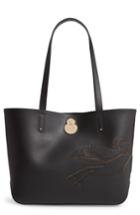 Longchamp Small Shop-it Leather Tote - Black