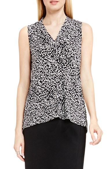Petite Women's Vince Camuto Sleeveless V-neck Top, Size P - Black