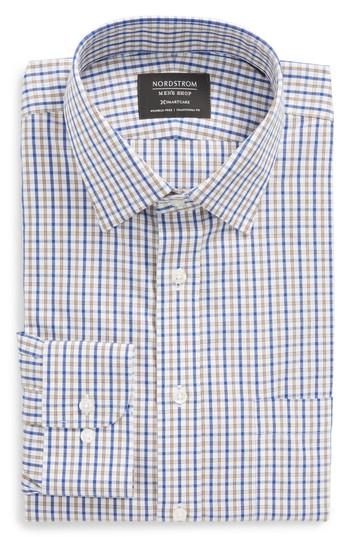 Men's Nordstrom Men's Shop Smartcare(tm) Traditional Fit Check Dress Shirt 32/33 - Brown