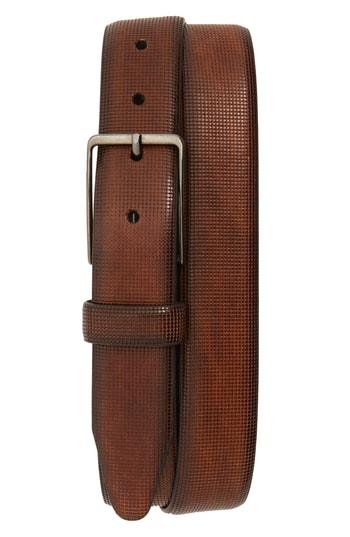 Men's Johnston & Murphy Mini Embossed Leather Belt - Brown