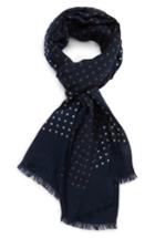 Men's Drakes Dot Wool & Silk Scarf, Size - Blue