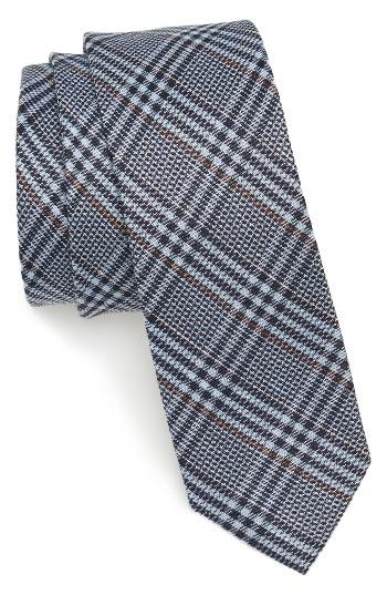 Men's The Tie Bar Columbus Plaid Linen & Silk Tie, Size - Blue