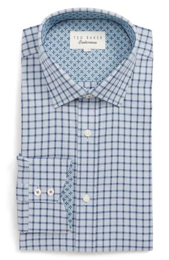 Men's Ted Baker London Ambrer Trim Fit Check Dress Shirt .5 - 32/33 - Grey