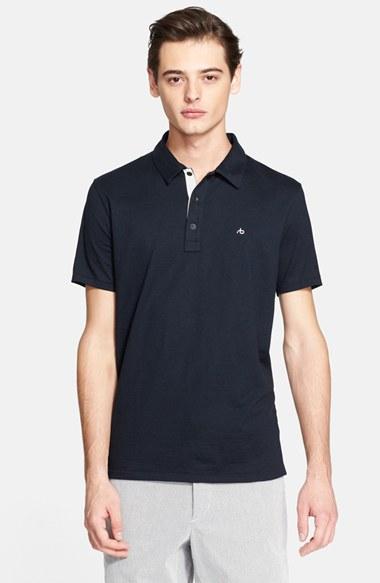 Men's Rag & Bone Standard Issue Regular Fit Slub Cotton Polo - Blue