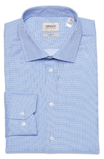 Men's Armani Collezioni Slim Fit Micro Texture Dress Shirt - Blue
