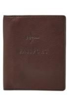 Men's Fossil Leather Passport Case - Brown