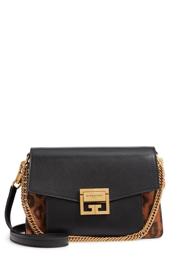 Givenchy Small Gv3 Leopard Print Leather Crossbody Bag - Black