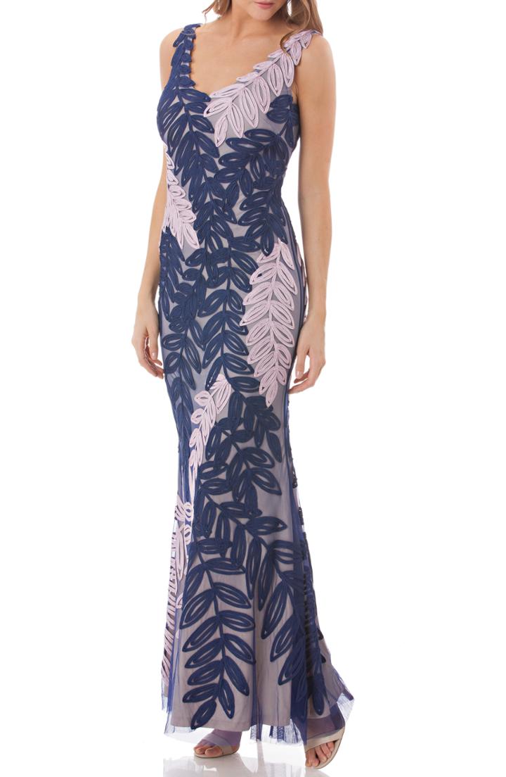 Women's Js Collections Leaf Soutache Trumpet Gown - Purple